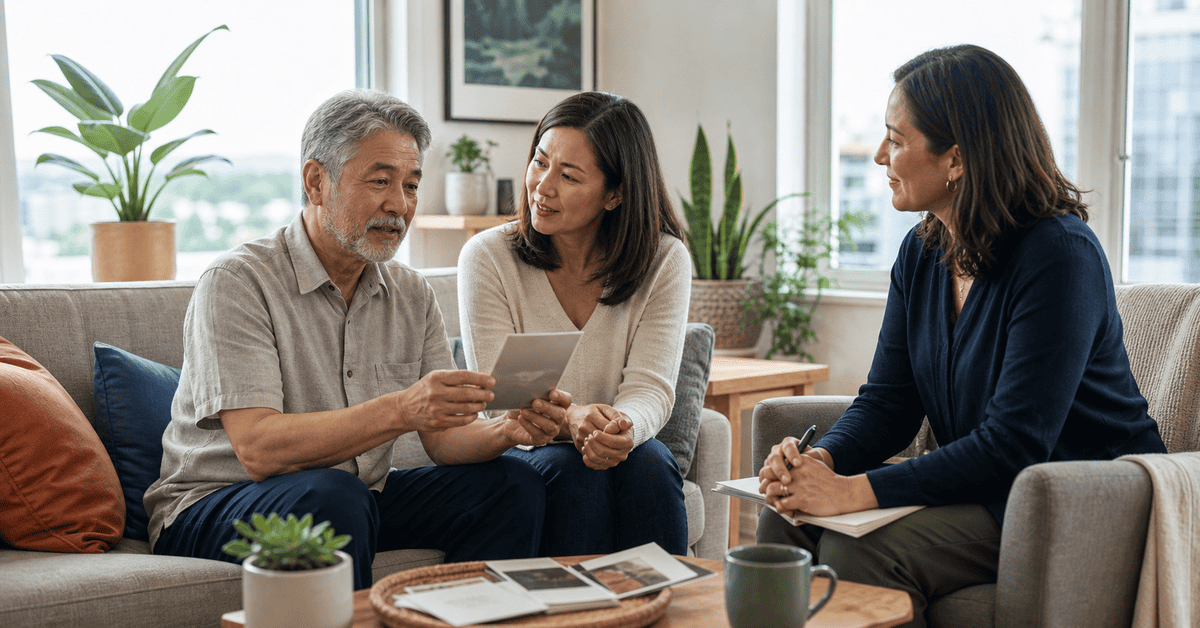 Adult client with aphasia in a home setting with a family member and Speech-Language Pathologist