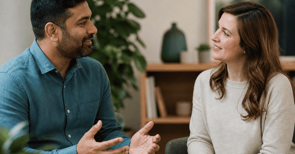 Adult professional in a speech therapy session with an Arbutus SLP